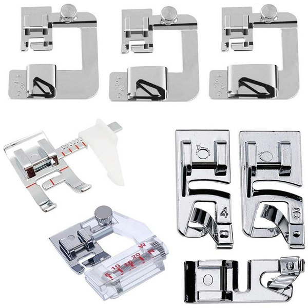 8 PCS Sewing Presser Foot Kit Includes 6 Rolled Hem Presser Foot, Bias ...