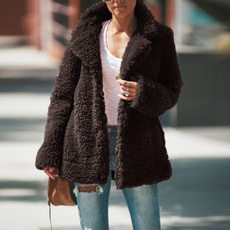 fur coat, cardigan, plushjacket, Long Sleeve