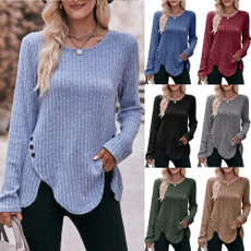 Tops & Tees, Plus Size, knitted sweater, Long Sleeve