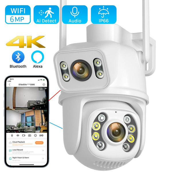 6MP 4K PTZ Wifi Camera Dual Lens with Dual Screen Ai Human Detect Auto ...