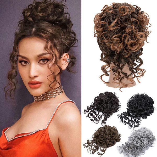 Extra Thick Curly Wavy Bun Drawstring Ponytail Hair Piece Extension