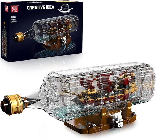 Mould King 10066 Queen Anna's Revenge Ship in Bottle Building Toy ...