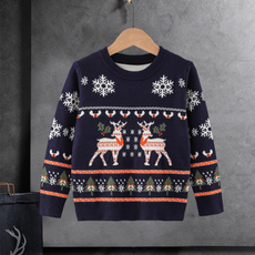 christmastreepatternedchildrensweater, elkpatternkidssweater, christmasthemedchildrensweater, redandwhitechristmassweaterforkid