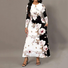 women dress, softbreathabledres, Flowers, Sleeve