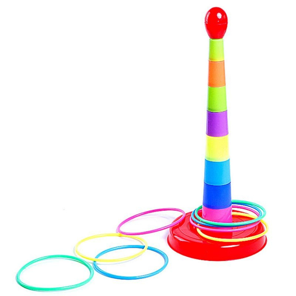 Cone Ring Toss Game for Kids with 8 Throwing Rings Colorful Tossing and ...