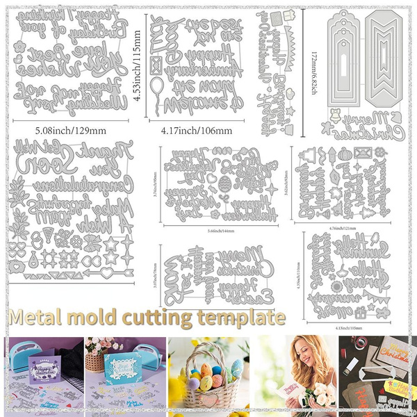 Text lace die-cut card making blessing words metal cutting mold