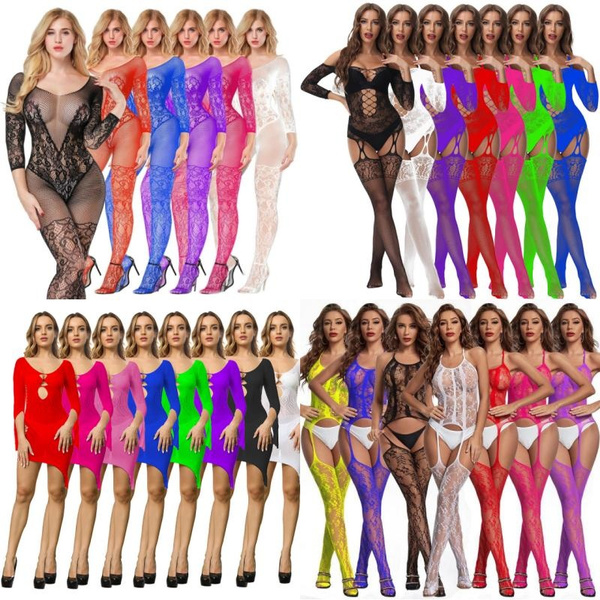  Sexy Lingerie Fishnet Full Body Stocking Mesh Bodysuit