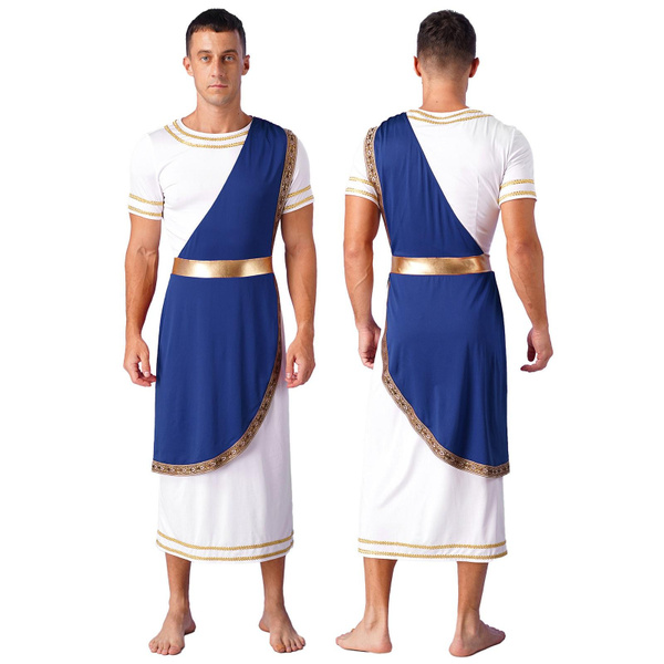 Men's Ancient Greek Roman Toga Dress Up Halloween Fancy Cosplay Party ...