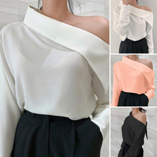 blouse, off shoulder top, Plus Size, long sleeve blouse