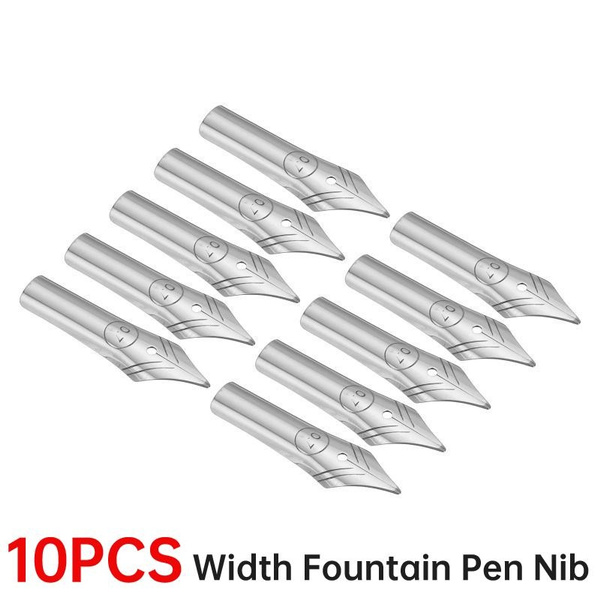 10Pcs Width Fountain Pen Nib Replacement, Stainless Steel Ink Dip