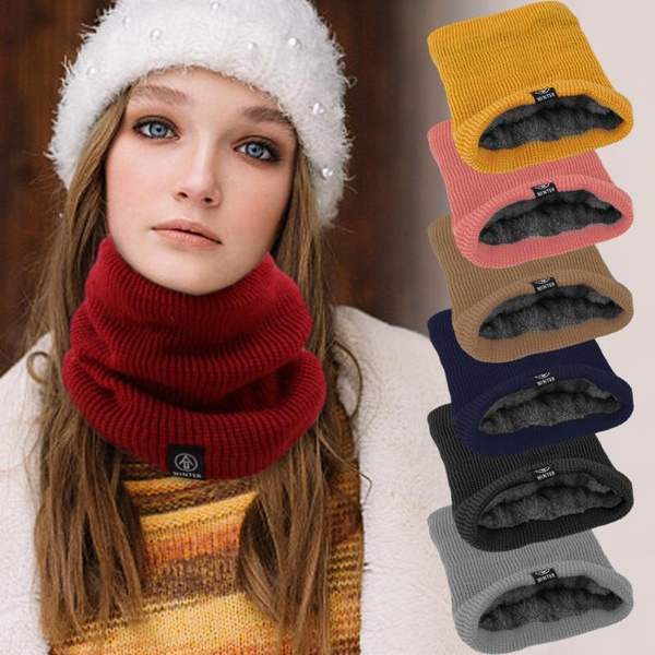 women-men-solid-plush-knitted-neck-scarf-soft-wool-muffler-winter-warm