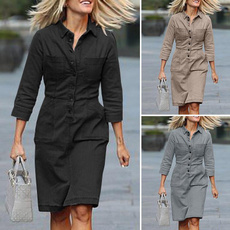 buttondres, dressesforwomen, Sleeve, shirt dress