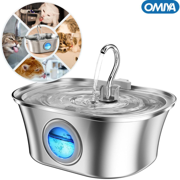 OMIYACat Water Fountain with Water Level Window, HICC PULE 108oz/3.2L