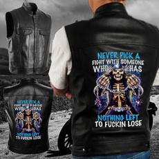 bikerleathervest, skullleatherjacket, Fashion, skullmotorcyclevest