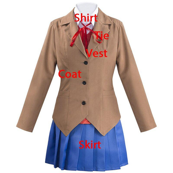Doki Literature Club Monika Cosplay Costume Sayori Yuri Natsuki School