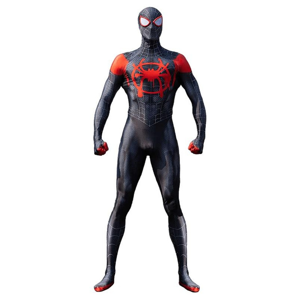 Miles Morales Spiderman Costume Mask Spider Man Cosplay Jumpsuit ...