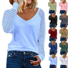 Blouses & Shirts, Long Sleeve, V-neck, Autumn Shirts
