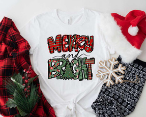 Christmas, merryandbright, Shirt, Casual Tops