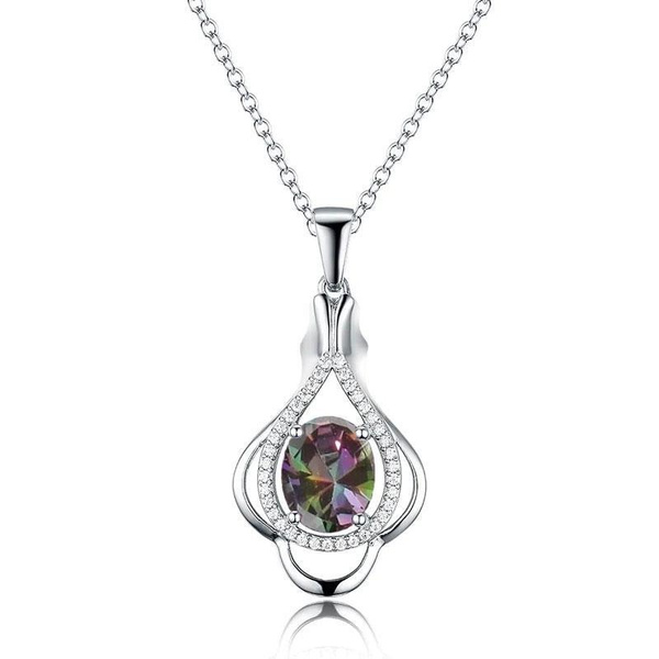 New Fashion Gemstone Necklace 925 Sterling Silver Mystic Topaz Pendant ...