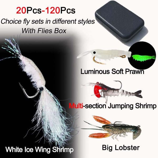 Fly Fishing Flies Kit 20/100pcs Assorted Fly Fishing Lures Hooks with Fly  Box 