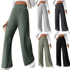 Women Pants, knitted, elastic waist, pantalonesdemujer