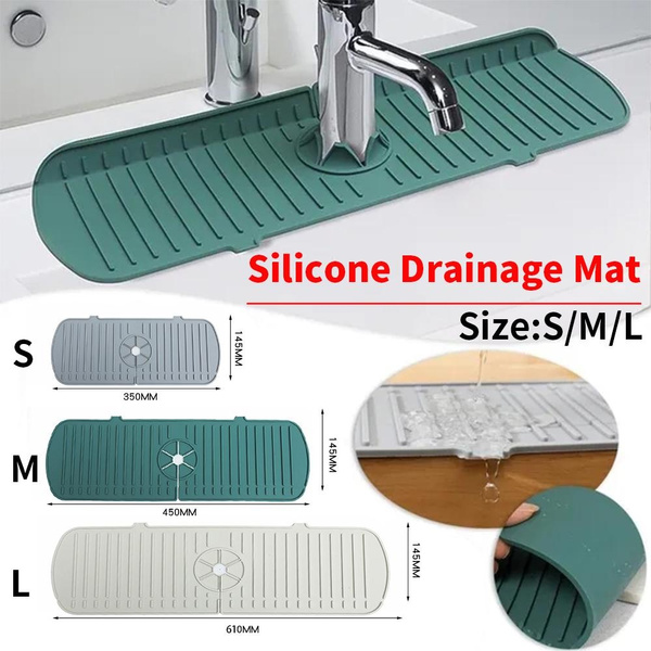 Silicone Kitchen Faucet Mat Sink Splash Pad Drain Pad Bathroom