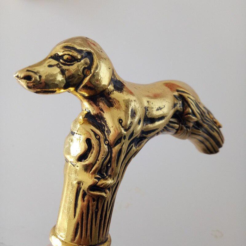 Golden Dog Walking Cane Aries Metal Fashion Cane Walking Canes Man Crutch for Men Trekking Poles Hiking Accessories 93cm_desvips.com