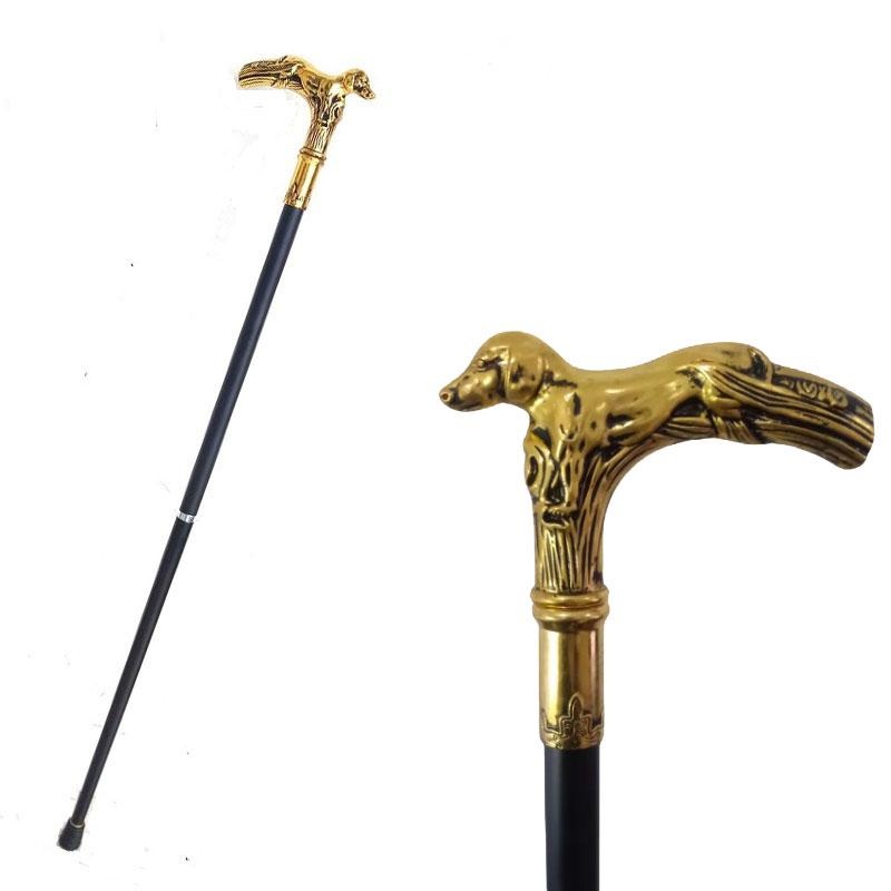 Golden Dog Walking Cane Aries Metal Fashion Cane Walking Canes Man Crutch for Men Trekking Poles Hiking Accessories 93cm_desvips.com