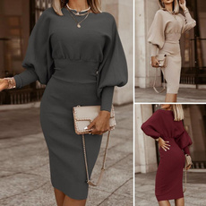 puffsleeveddres, dressesforwomen, office dress, slimwaistdres