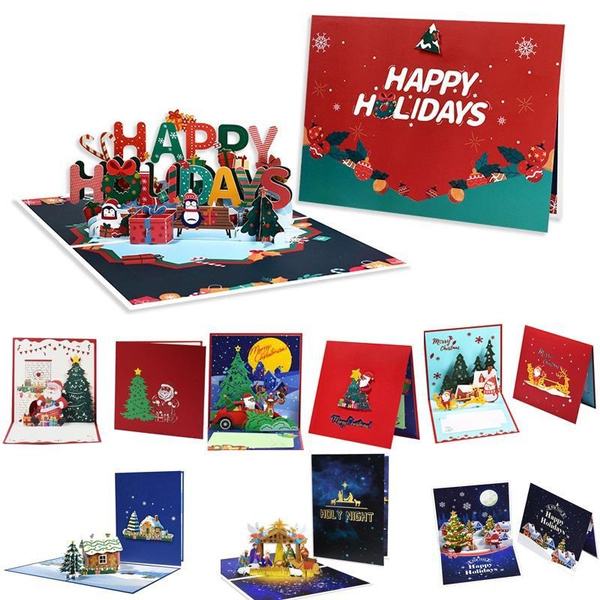 3D Happy Holiday Cards Santa Claus Merry Christmas Cards Holiday ...