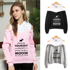 moose, Fashion, Hoodies, letter print