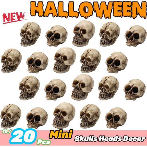 Halloween Skull Heads Scary Prank Props Terrifying Skull Mini Resin Skeleton Orn