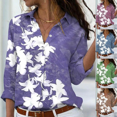 Plus size top, Long Sleeve, printed shirts, looseblouse