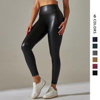 Fashion Women Slim High Waist Stretch Shiny Faux Leather Pants