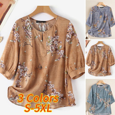 blouse, Cotton, Plus Size, Floral print