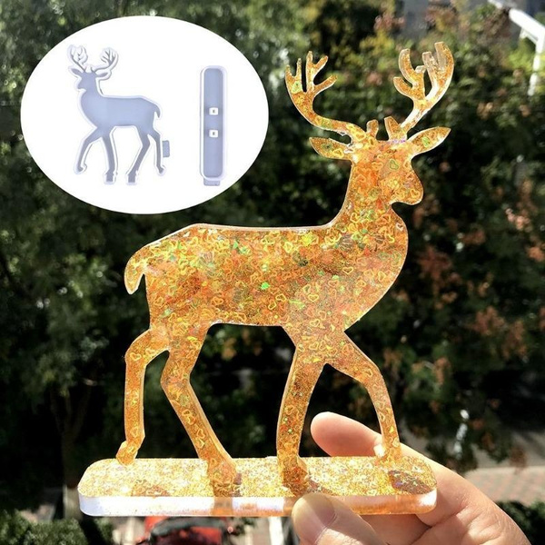 1/2 Kit Christmas Deer Resin Silicone Mold Deer Ornaments Epoxy Resin