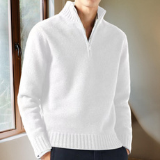menknittedsweater, solidcolormensweater, neckprotectionsweater, Necks