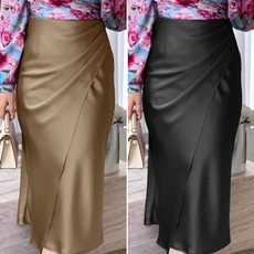 elegantskirt, Satin, zippers, skirtsforwomen