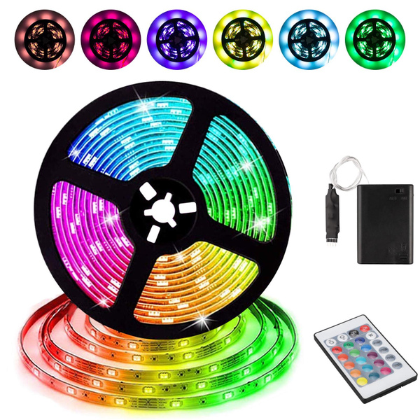 1M Battery Powered RGB LED Strip Light 5050 SMD with 24 Key Remote for TV/Monitor Backlight