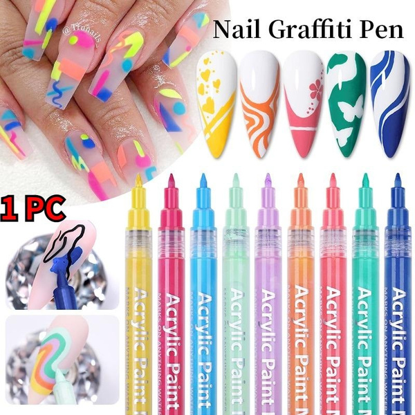 10 Nail Art Pens Nail Graffiti Pen Waterproof Nail Polish Pen