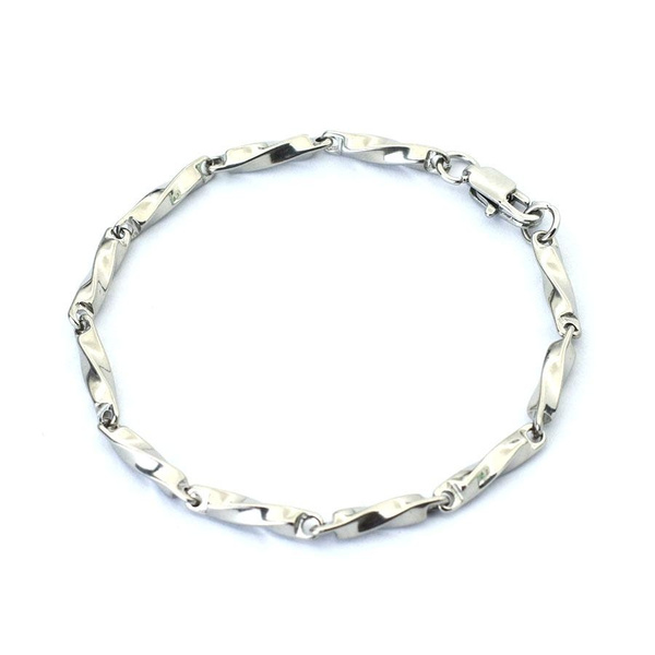 Fashion Mobius Design Stainless Steel Bracelet Simple Twist Chain Mens ...