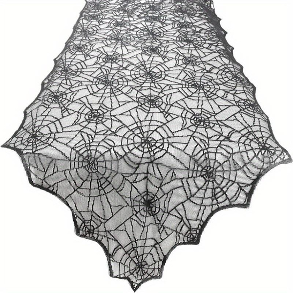 Halloween Doilies Spider  Black Lace Doilies Halloween Table Lace Decoration Costume Party