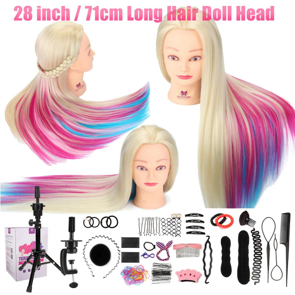 Synthetic Fiber Mannequin Head with Long Hair, Hairdresser/Cosmetology  Training, 30 in. 