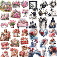 pink, Vintage, diycarddecoration, rosesticker