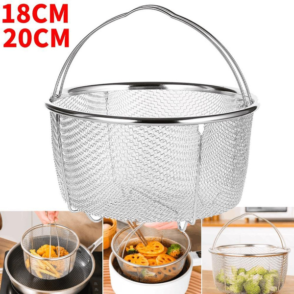 Stainless Steel Mesh Steaming Basket with Comfortable Handles Heat ...