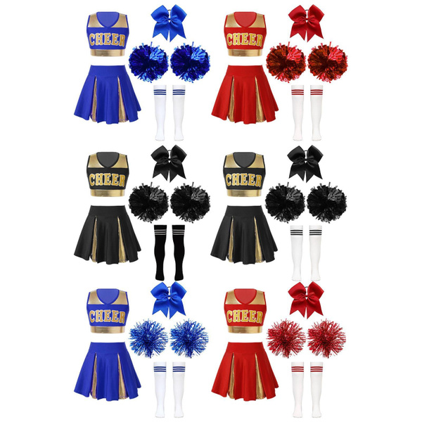 Girls Cheer leader Halloween Performance Uniform Costume High School ...