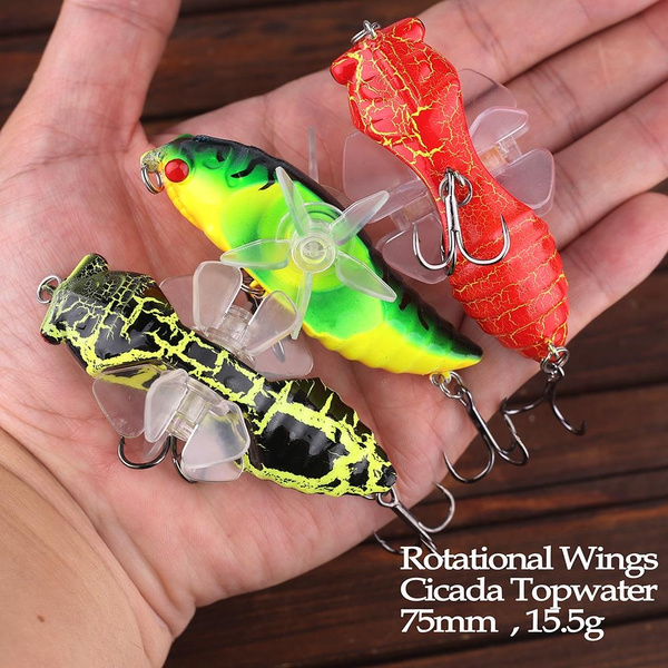 2 Leurres De Pêche Insecte Cigale 4cm 5.5g - Crankbait Topwater Pour Bass