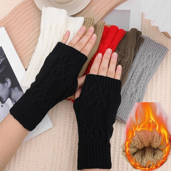 8 Colors Optional Thicken Fashion Unisex Men Women's Knitted Fingerless  Autumn Winter Gloves Soft Warm Flexible Gloves