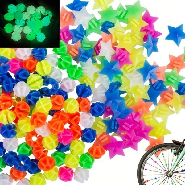 2 Pack 72 Pcs Bicycle Spokes Round Beads Plastic Multicolor Bike Cycle Wheel Spoke Beads