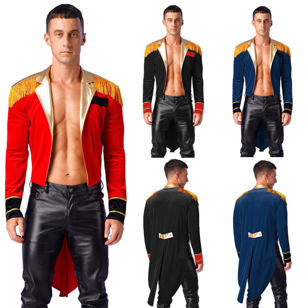 Men's Circus Ringmaster Costume Long Jacket Velvet Tailcoat Fun Shack ...